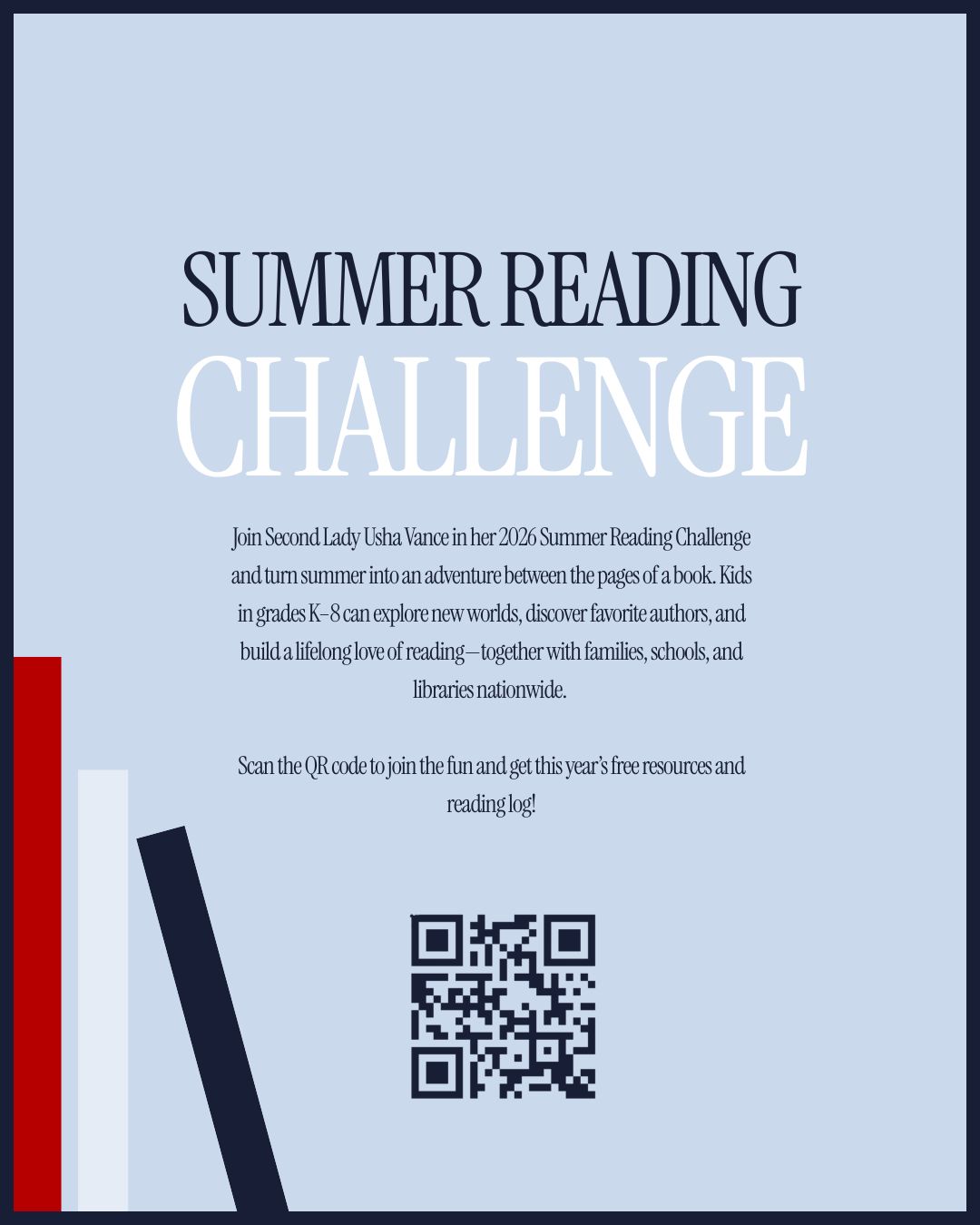 Description and QR code for 2026 SLOTUS Summer Reading Challenge